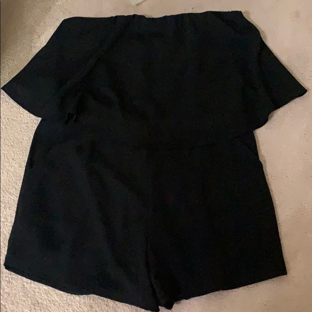 black zip up romper